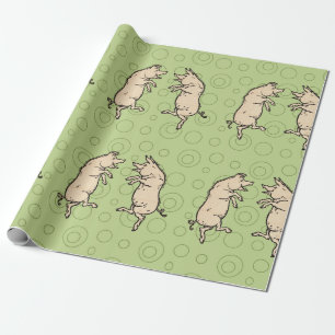 Antieke Dansende Varkens: Whimsieke Oude Varkens J Cadeaupapier