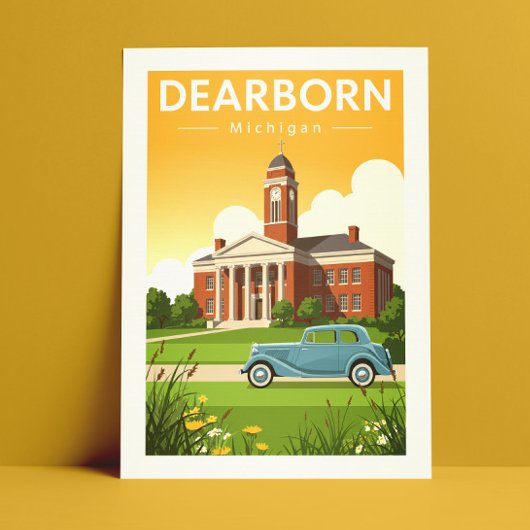 Antieke Dearborn Michigan Briefkaart