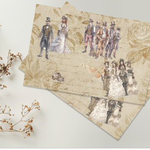Antieke Decoupage Steampunk Bruiloft Tissuepapier