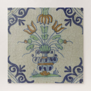 Antieke Delfts Tegel Nederlandse Tulpvaas: Blauw e Legpuzzel