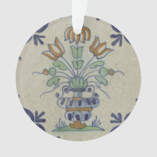 Antieke Delfts Tegel Nederlandse Tulpvaas: Blauw e Ornament