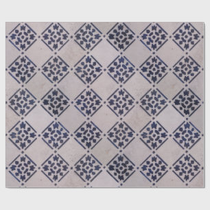 Antieke Delftsblauwe Witte Patroon Nederlandse Teg Cadeaupapier