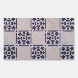 Antieke Delftsblauwe Witte Patroon Nederlandse Teg Rechthoekige Sticker
