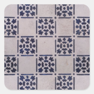 Antieke Delftsblauwe Witte Patroon Nederlandse Teg Vierkante Sticker