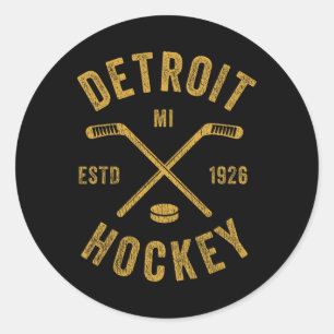 Antieke Detroit Mi IJshockeysticks Detroit Hocke Ronde Sticker