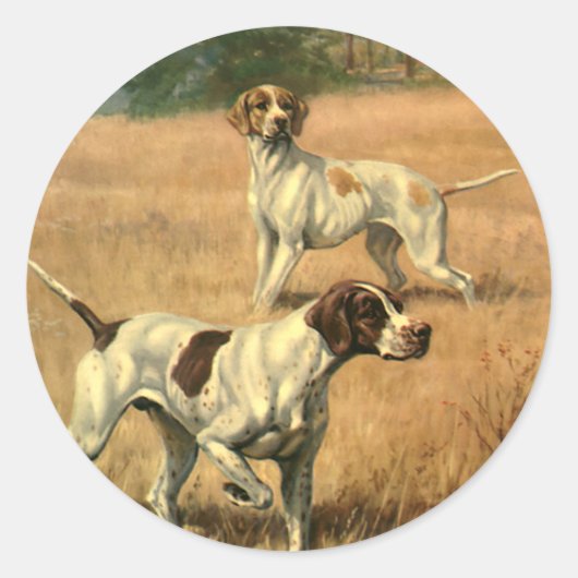 Antieke dieren, Engelse Pointer jachthonden Ronde Sticker (Voorkant)