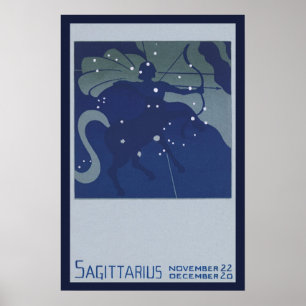 Antieke Dierenriem Astrologie Boogschutter Sterren Poster