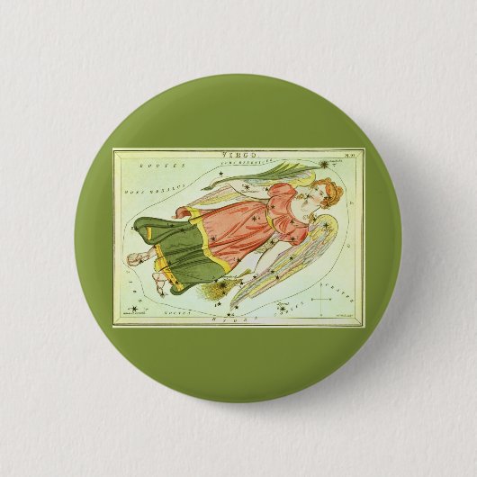 Antieke Dierenriem Astrologie Maagd Constellatie Ronde Button 5,7 Cm (Voorkant)
