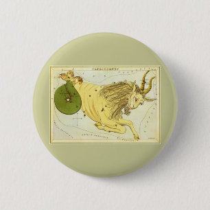 Antieke Dierenriem, Astrologie Steenbok Constellat Ronde Button 5,7 Cm