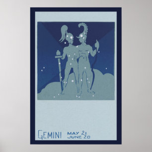 Antieke Dierenriem Astrologie Tweeling Sterrenbeel Poster