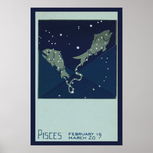 Antieke Dierenriem Astrologie Vissen Sterrenbeeld Poster (Voorkant)