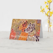 Antieke Dog, Gefeliciteerd Kaart (Gele Bloem)