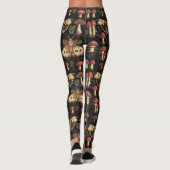 Antieke Donkere Academica Motief Paddenstoel Gotis Leggings (Achterkant)