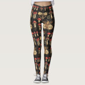 Antieke Donkere Academica Motief Paddenstoel Gotis Leggings (Voorkant)