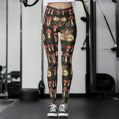 Antieke Donkere Academica Motief Paddenstoel Gotis Leggings