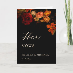 Antieke donkere bloem bruiloft belofte kaart