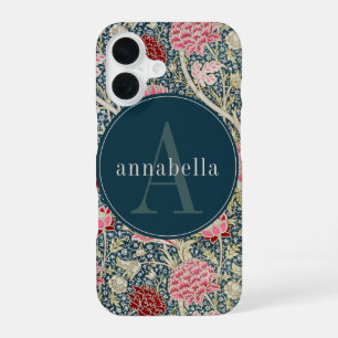 Antieke donkere William Morris Tapijt Monogram iPhone 16 Hoesje