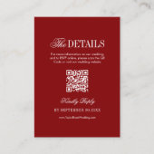 Antieke Donkerrode Trouwdetails Qr Code Informatiekaartje (Voorkant)
