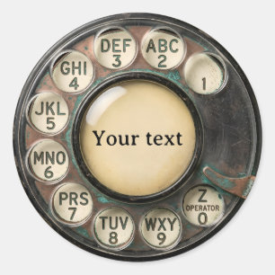 Antieke draaischijftelefoon ronde sticker