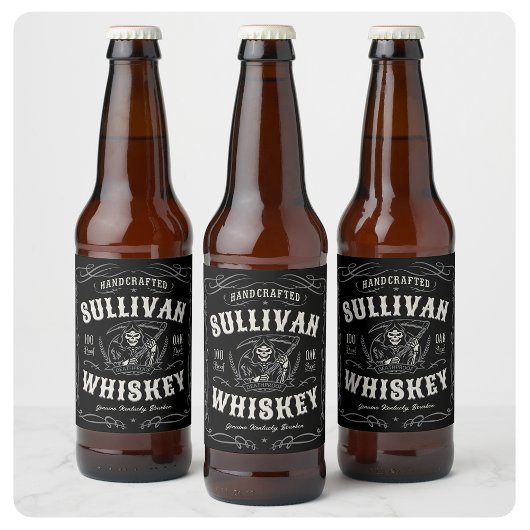 Antieke drank ADD NAME Oude Grim Reaper Whiskey Bier Etiket