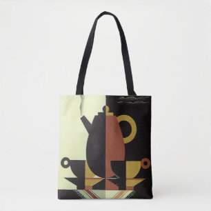 Antieke drankjes dranken koffiepot met kopjes tote bag