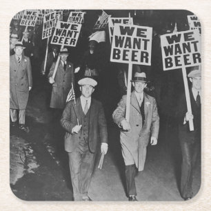 Antieke Drooglegging Bier, We Willen Bier 1920 Kartonnen Onderzetters