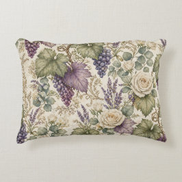 Antieke druiven, lavendel en witte rozen accent kussen