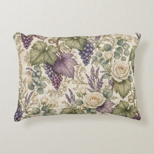Antieke druiven, lavendel en witte rozen accent kussen