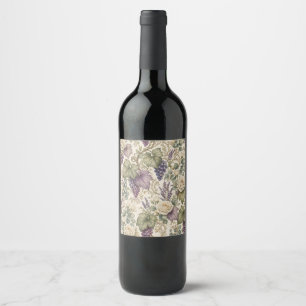 Antieke druiven, lavendel en witte rozen wijn etiket