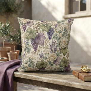 Antieke Druiven, Lavendel & Witte Rozen Kussen
