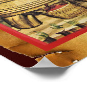 ANTIEKE DRUIVEN WIJNGAARD OOGST PERKAMENT POSTER (Hoek)