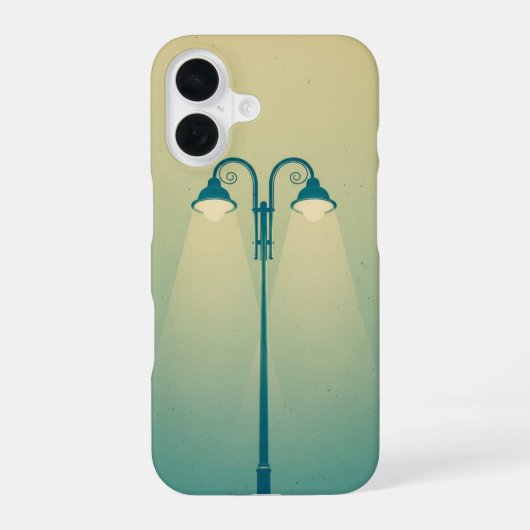 Antieke dubbele straatlantaarn iPhone 16 hoesje (Achterkant)