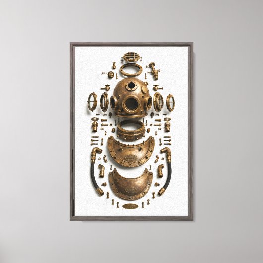 Antieke Duikhelm Canvas Afdruk (Voorkant)