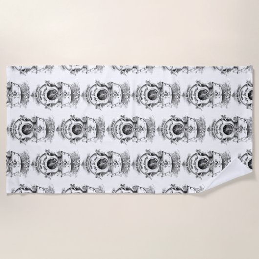 Antieke duikhelm nautisch strandlaken (Voorkant)