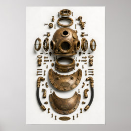Antieke Duikhelm Poster