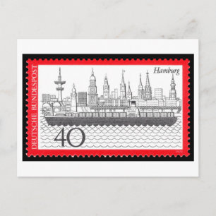 Antieke Duitse Hamburg-postzegel jaren 70 Briefkaart