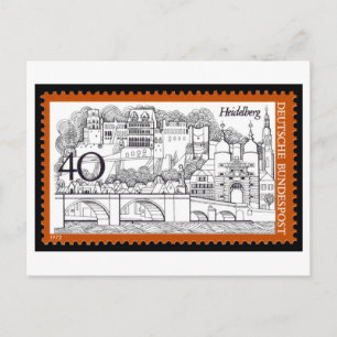 Antieke Duitse Heidelberg-stempel uit de jaren 70 Briefkaart