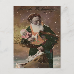 Antieke Duitse Kerstman in Sneeuw Vintage Victoria Briefkaart