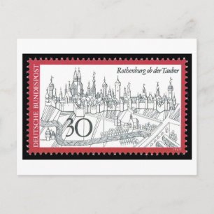 Antieke Duitse Rothenburg ob der Tauber-postzegel Briefkaart