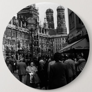 Antieke Duitsland München Frauenkirche Frauenplatz Ronde Button 6,0 Cm