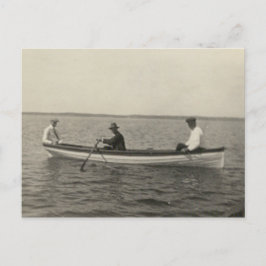 Antieke echte foto oude vrienden varen op postkaar briefkaart