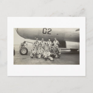 Antieke echte foto WWII B-29 bommenwerper bemannin Briefkaart