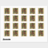 Antieke eekhoorns, bosdieren, wilde dieren vierkante sticker (Vel)