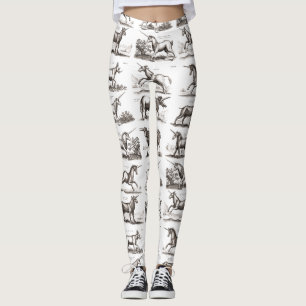Antieke Eenhoorn Gravure Vintage Zoölogie Specimen Leggings