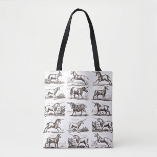 Antieke Eenhoorn Gravure Vintage Zoölogie Specimen Tote Bag