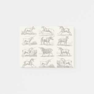 Antieke Eenhoring Gravure Vintage Zoölogie Specime Post-it® Notes