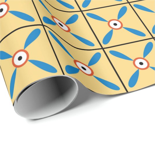 antieke egypte florale geometrische achtergrond cadeaupapier (Rol Hoek)