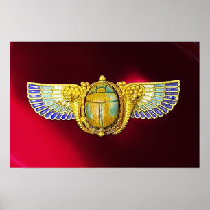 ANTIEKE EGYPtische VLEUGELIGE SCARABEE /HOORN DES Poster