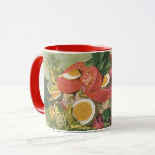 Antieke eieren tomatensalade mok (Voorkant links)