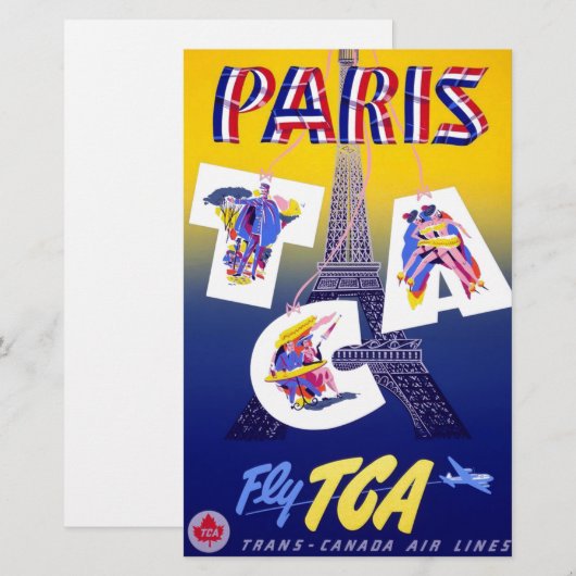 Antieke Eiffeltoren Lucht Reizen Reclame Briefpapier (Voorkant / Achterkant)